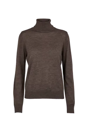 WrinkleResistant Knit Structure Vera Roll Neck - Brown Mel.