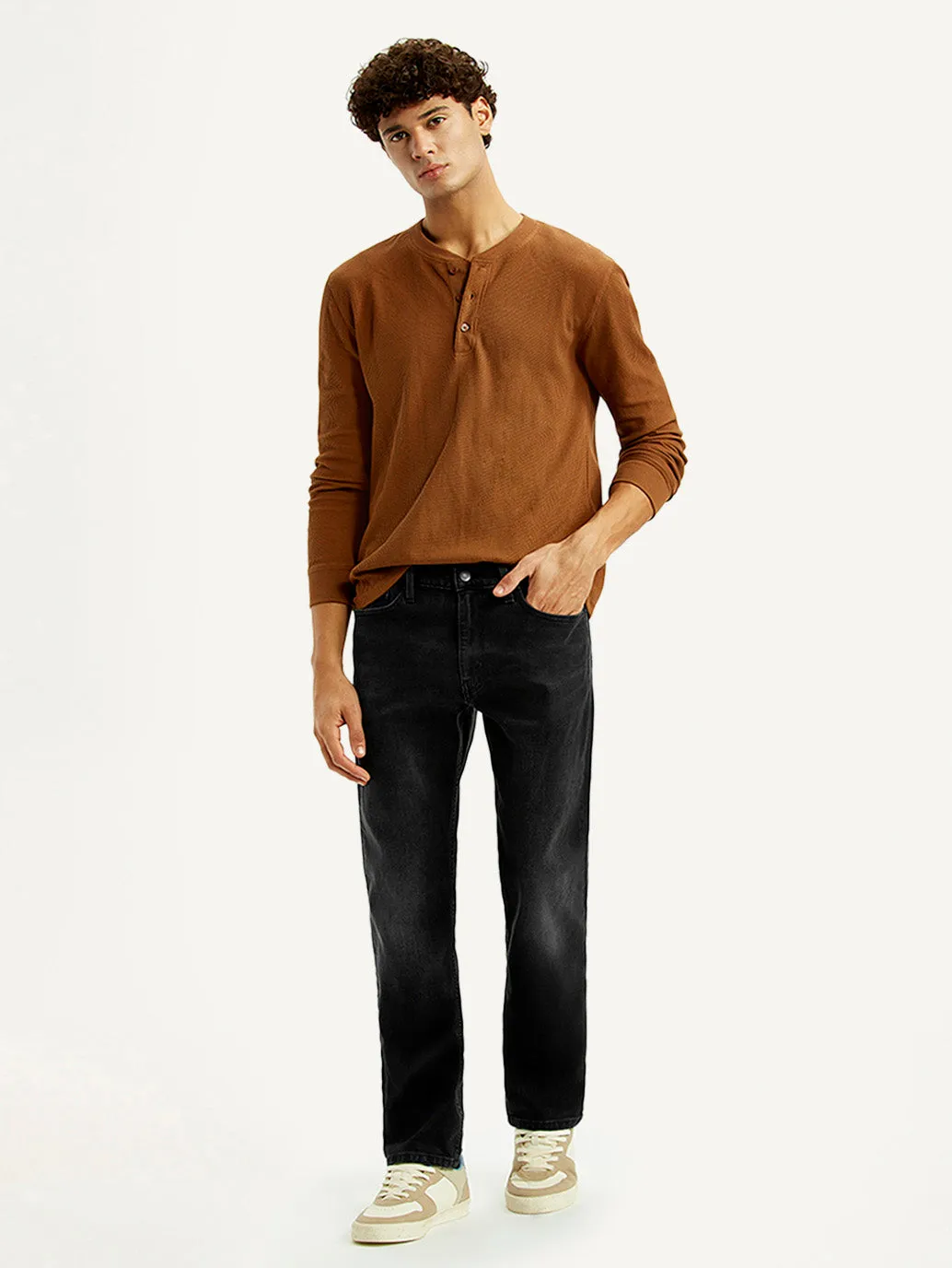 Men's 513 Black Slim Straight Fit Mid Rise Jeans Sharp Vibe Smart Style