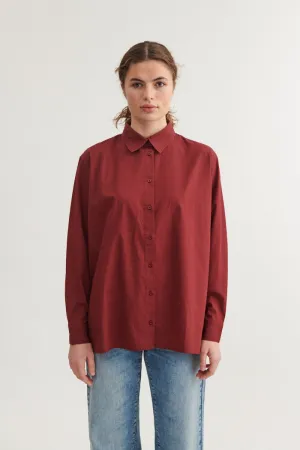 Vilde Loose Shirt - Bordeaux Truffle Tailored Fit Mature Elegance
