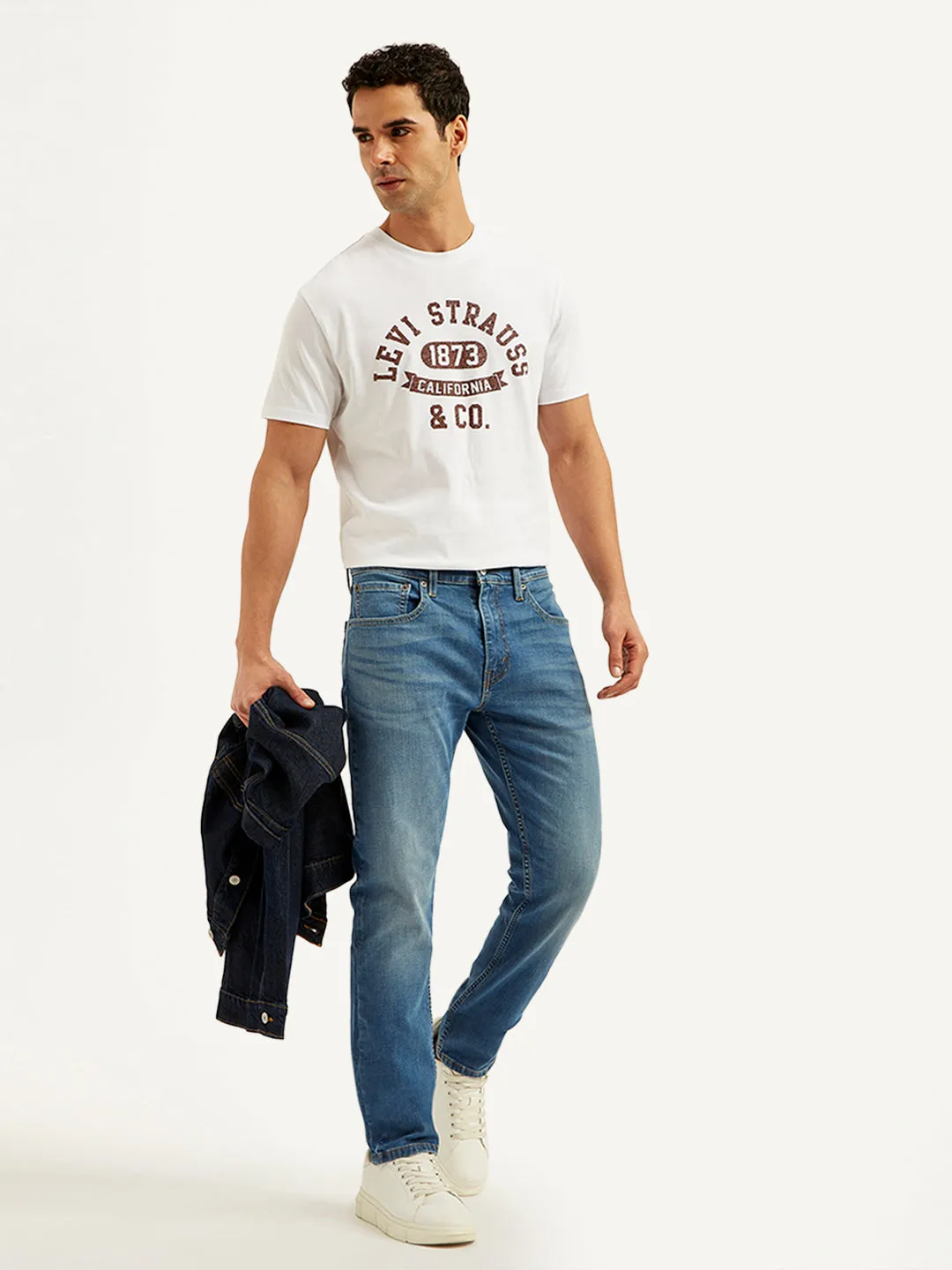 Streetwear Mood Subtle Detail Men's 512 Blue Slim Tapered Fit Mid Rise Jeans