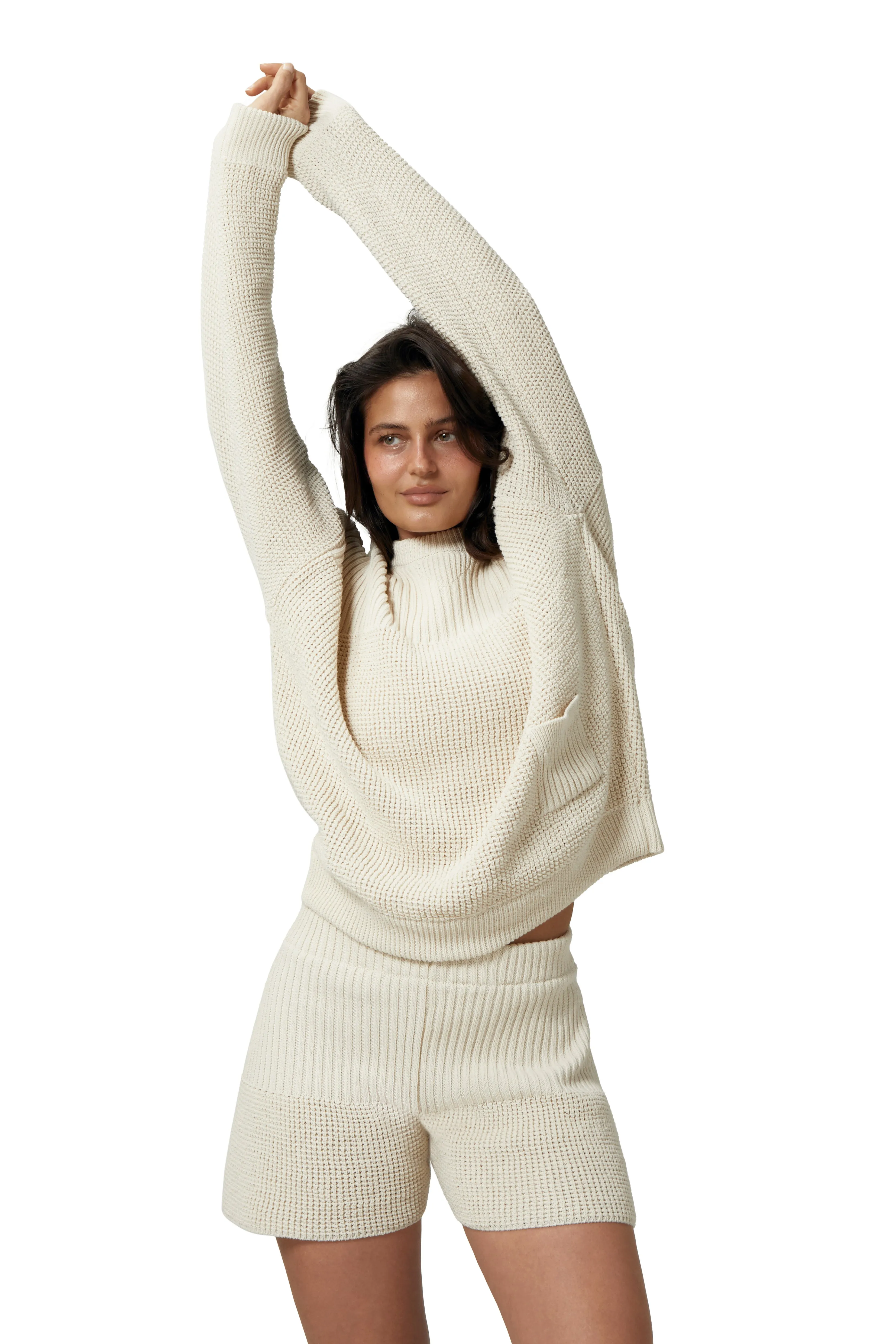 Walter Waffle Knit Shorts Wide Hem Detail