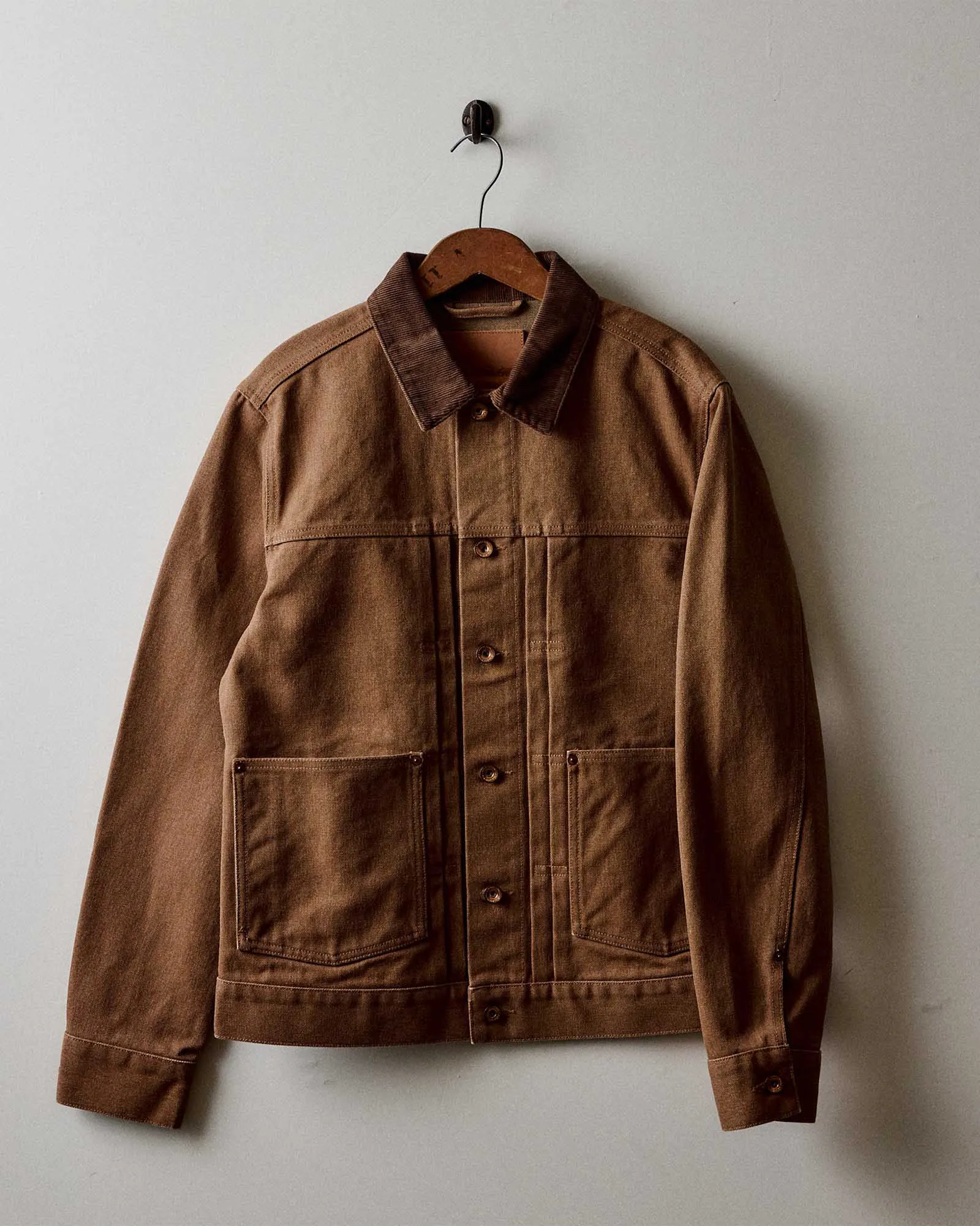 Contoured Silhouette The Ryder Jacket in Tobacco Chipped Canvas