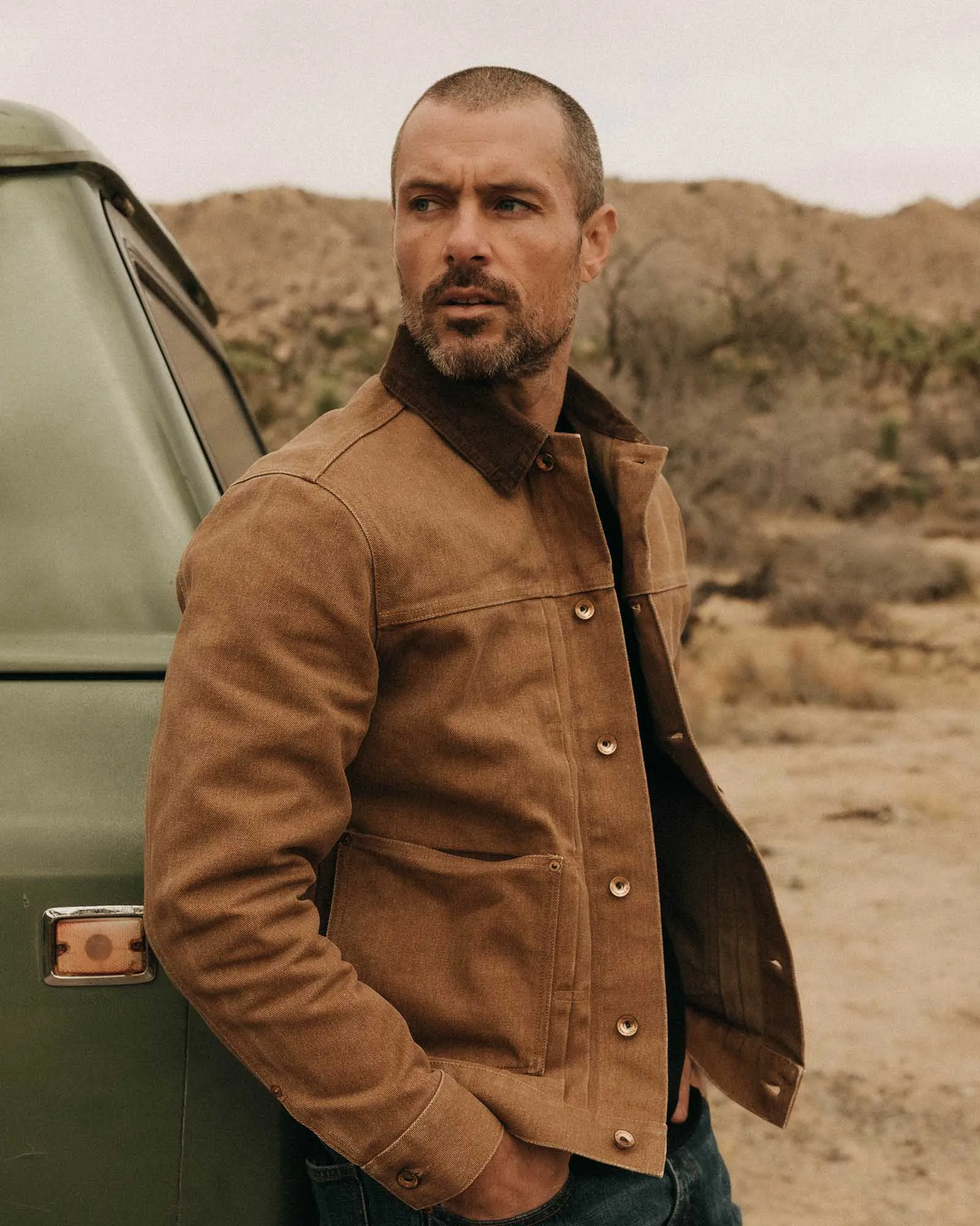 Wind Resistant Lining Effortless Look The Ryder Jacket in Tobacco Chipped Canvas