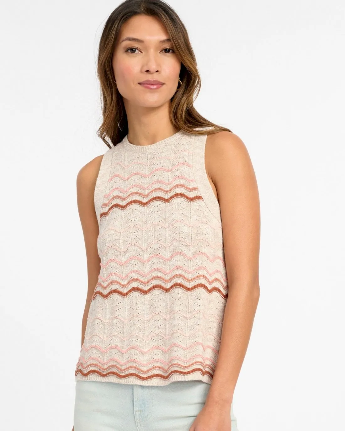 Light Comfort Wave Stripe Cashblend Yuma Sweater Tank