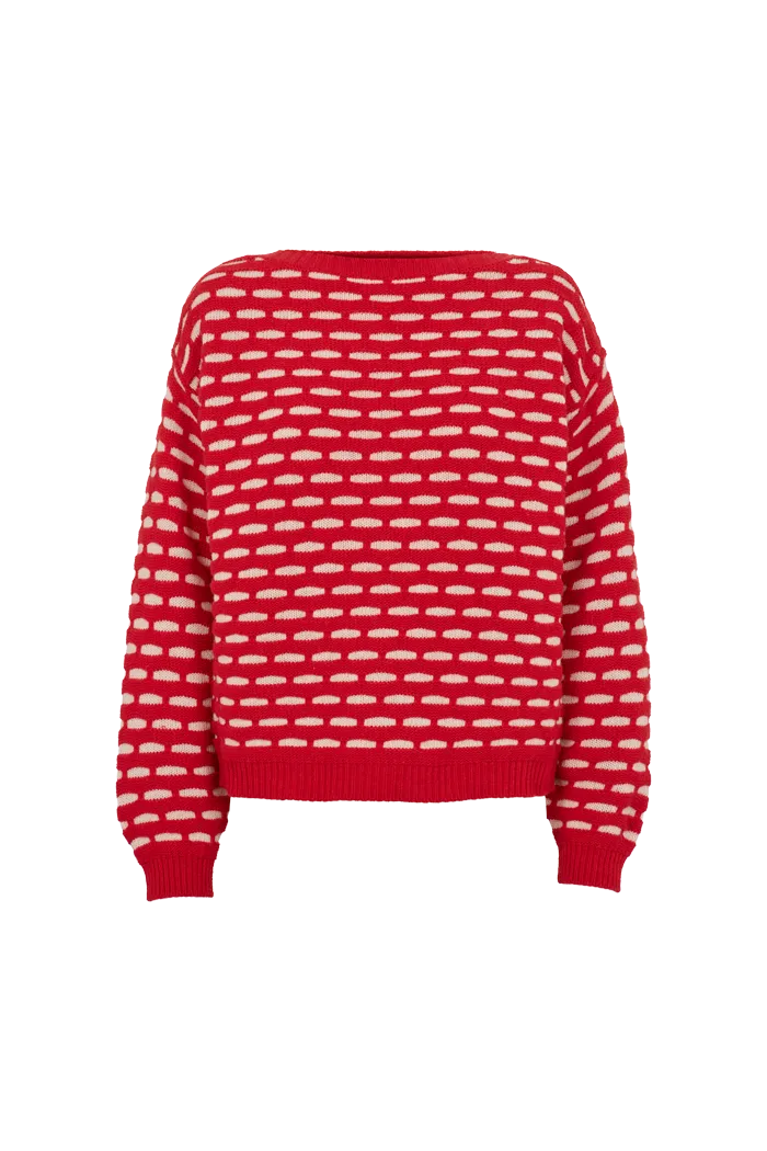 Wave Sweater - High risk red / birch Odor Resistant Fabric