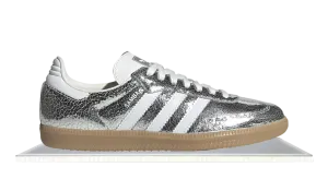 Any Day Weekend Fit Adidas Samba Silver Metallic Cracked Leather