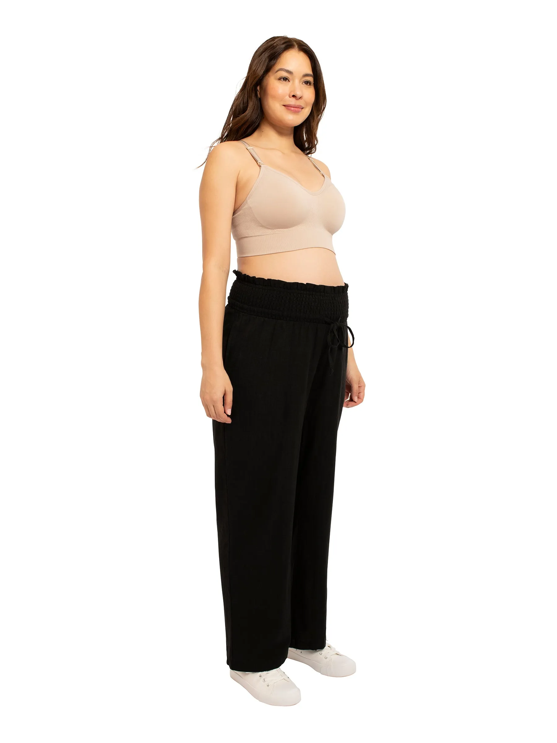 Fitted Style postpartum phase Wide Leg Linen Pant