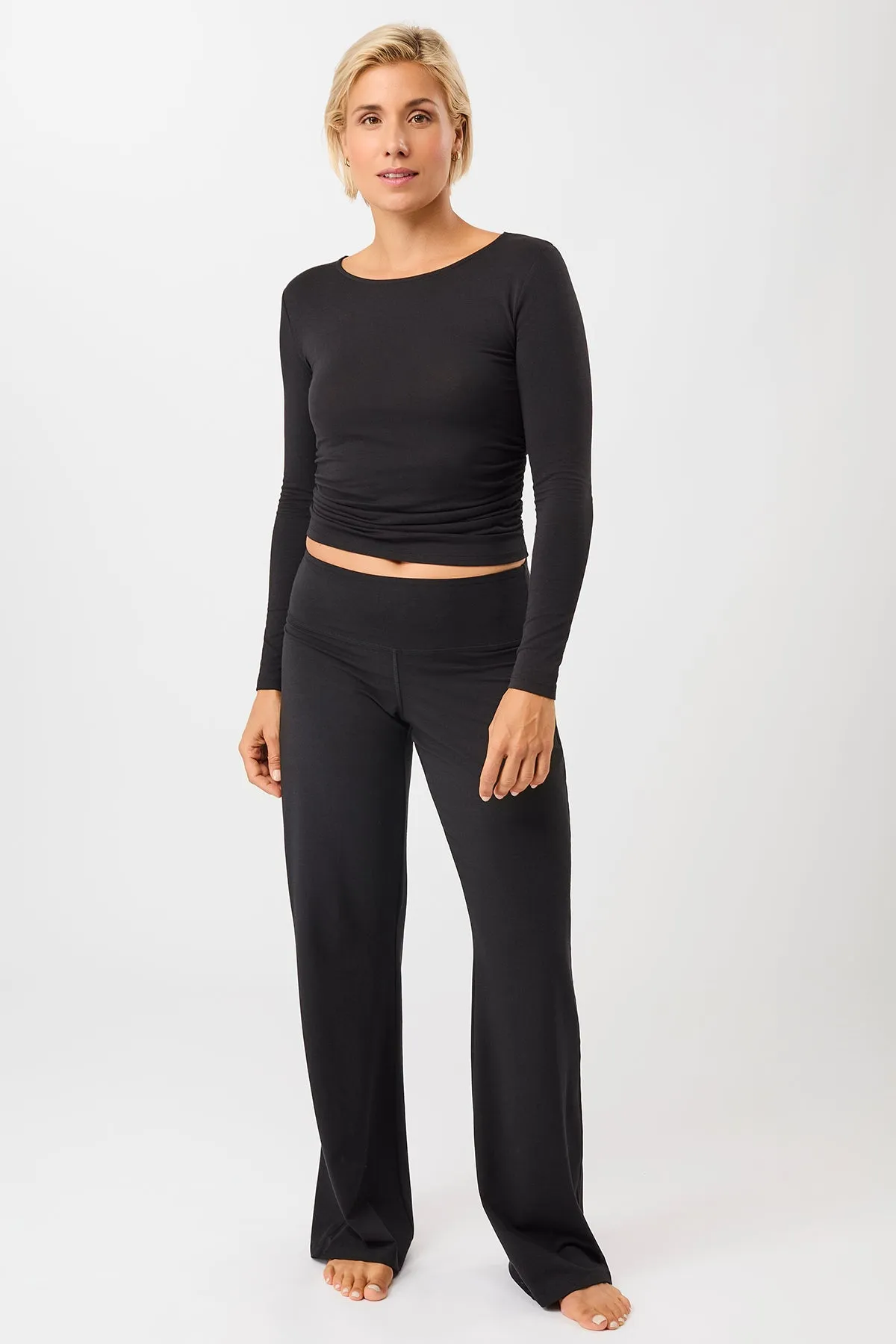 Sport Layer Fashion Comfort Wear Wide Leg Pants - Black