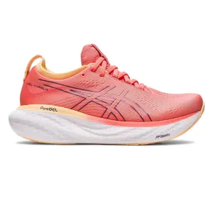Wide toe box Durable Material Womens ASICS GEL-Nimbus 25 - Papaya / Dusty Purple