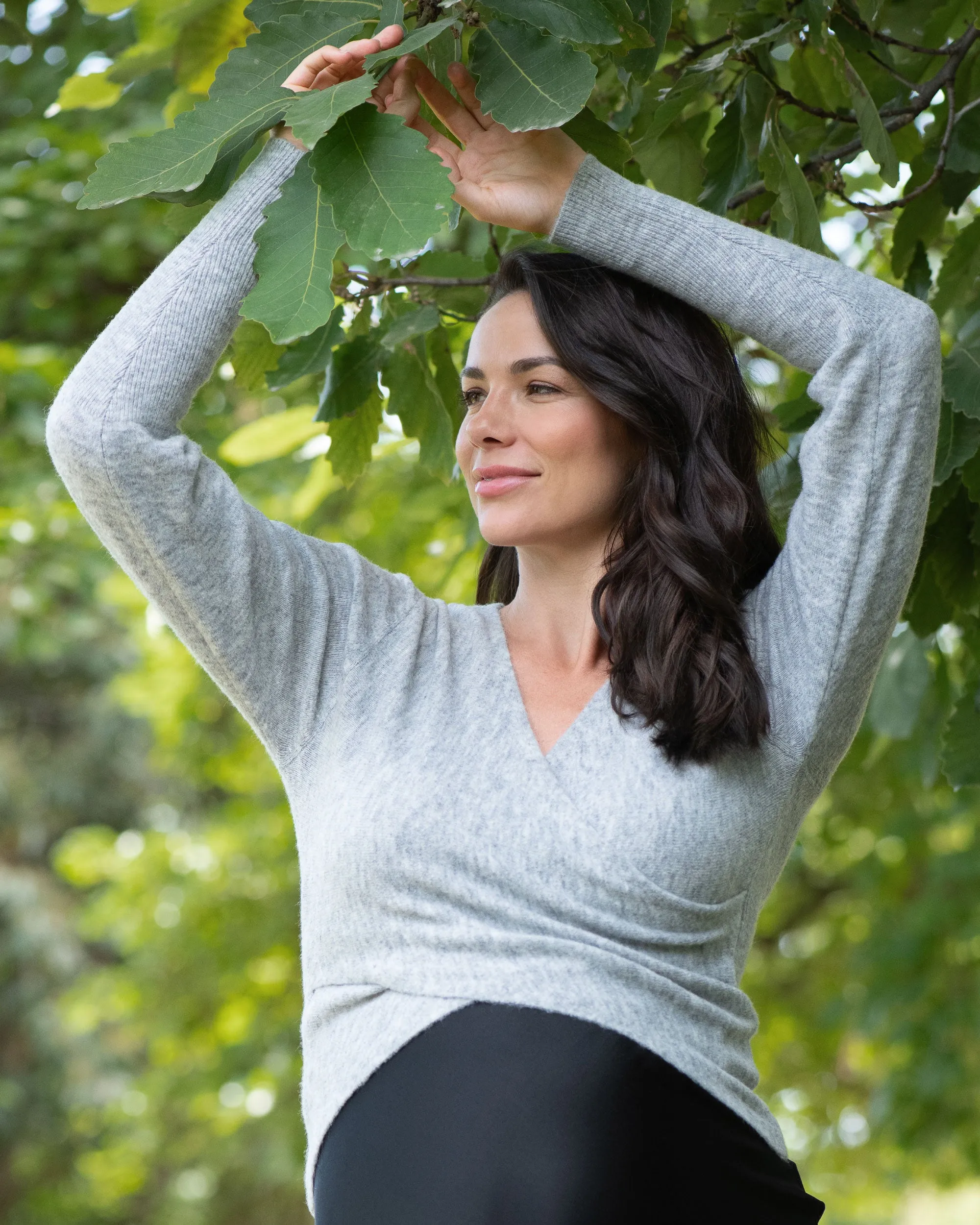 Travel Ready Organic Cotton Willa Nursing Knit Silver Marle