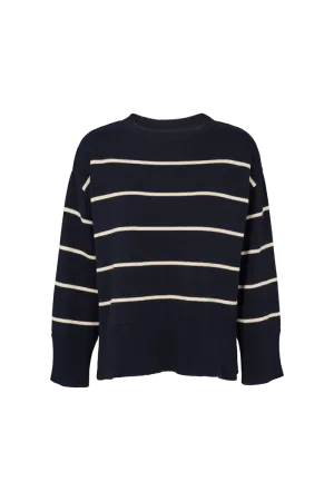 HighDensity Weave No Season Winie O-neck Stripe - Sky captain / birch