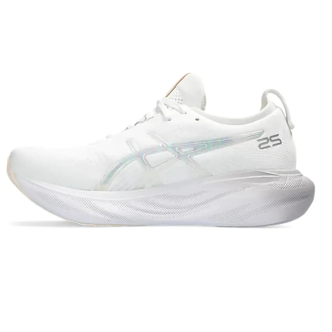 Womens ASICS GEL-Nimbus 25 Anniversary - White / Rose Dust On Trend Heel Safe