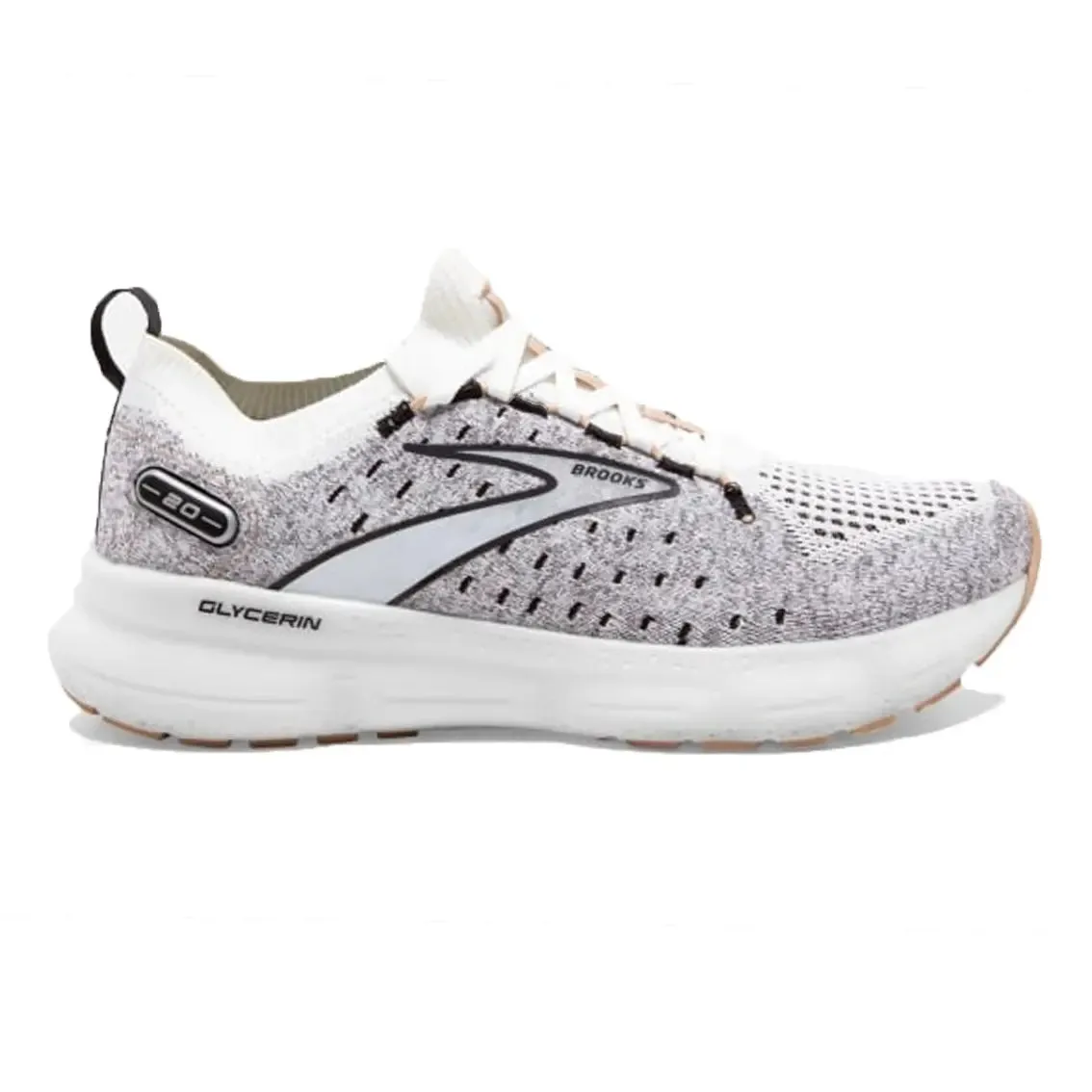 Womens Brooks Glycerin 20 Stealth Fit -White / Black / Cream Red Glow