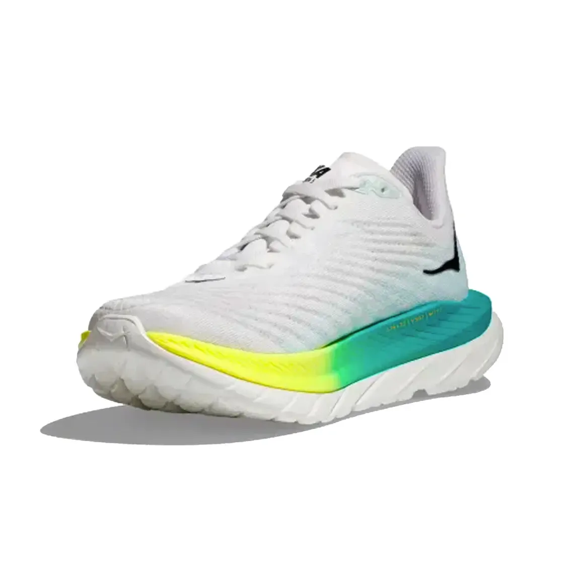 rural running shoe operation wide-fit shoes Womens HOKA Mach 5 (Wide) - White / Blue Glass