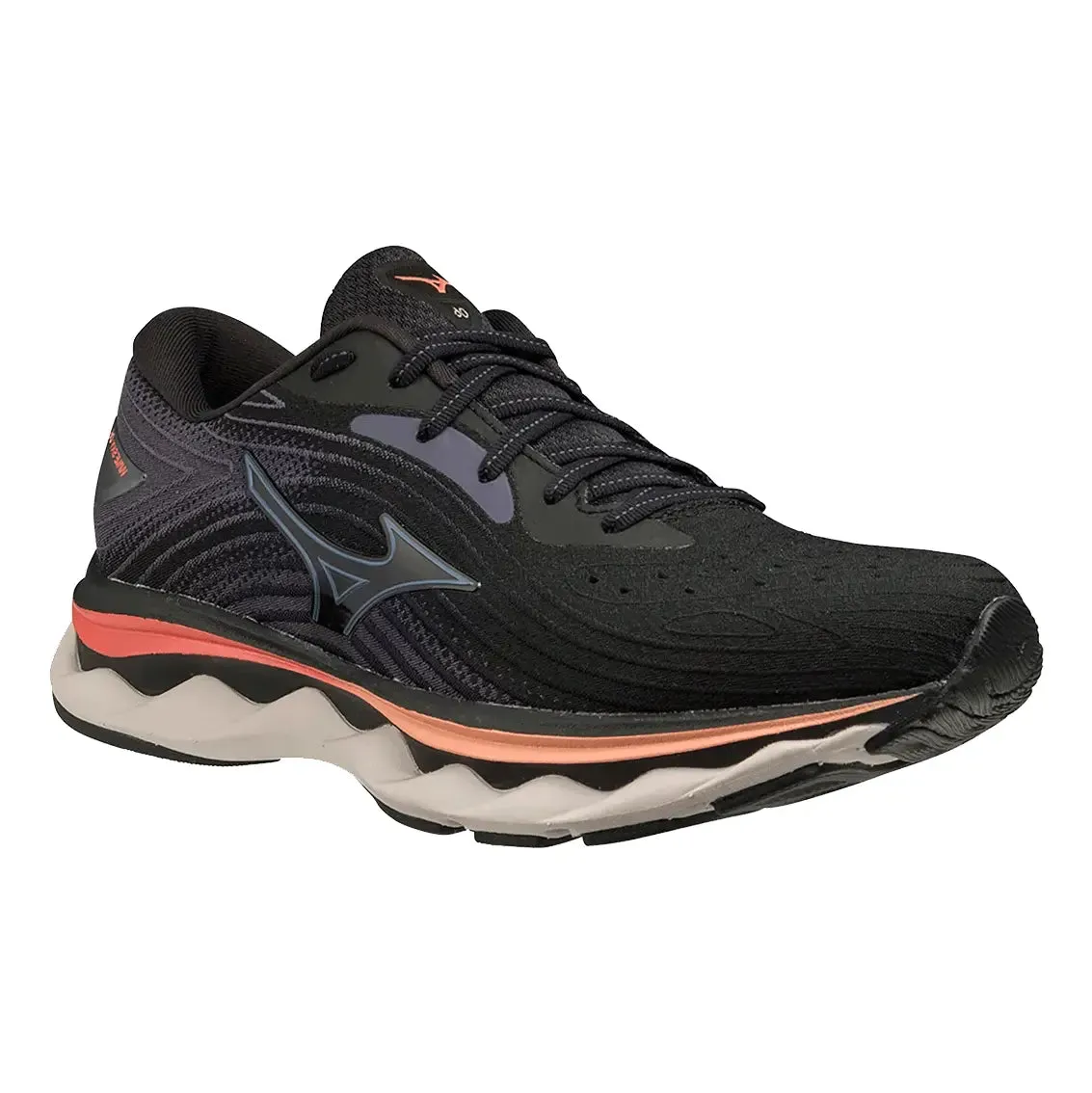 Womens Mizuno Wave Sky 6 - Black / Quicksilver / Hot Coral low - top footwear