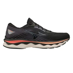 flexible - sole - design shoes Womens Mizuno Wave Sky 6 - Black / Quicksilver / Hot Coral