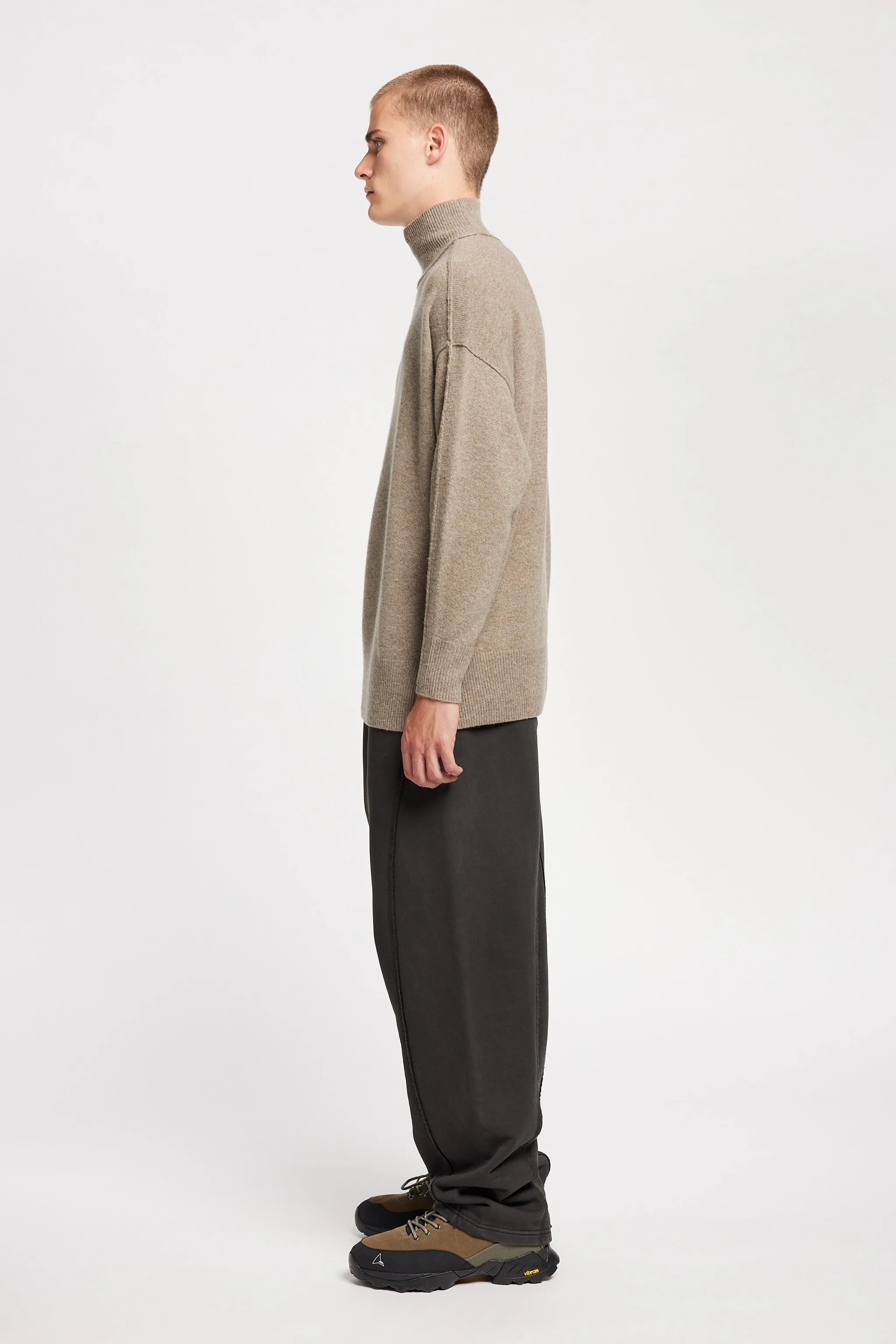Prism Mock Neck Sweater Taupe Airflow Channel Weave