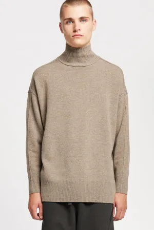 Prism Mock Neck Sweater Taupe Weight Distribution Tech Hypoallergenic Fiber
