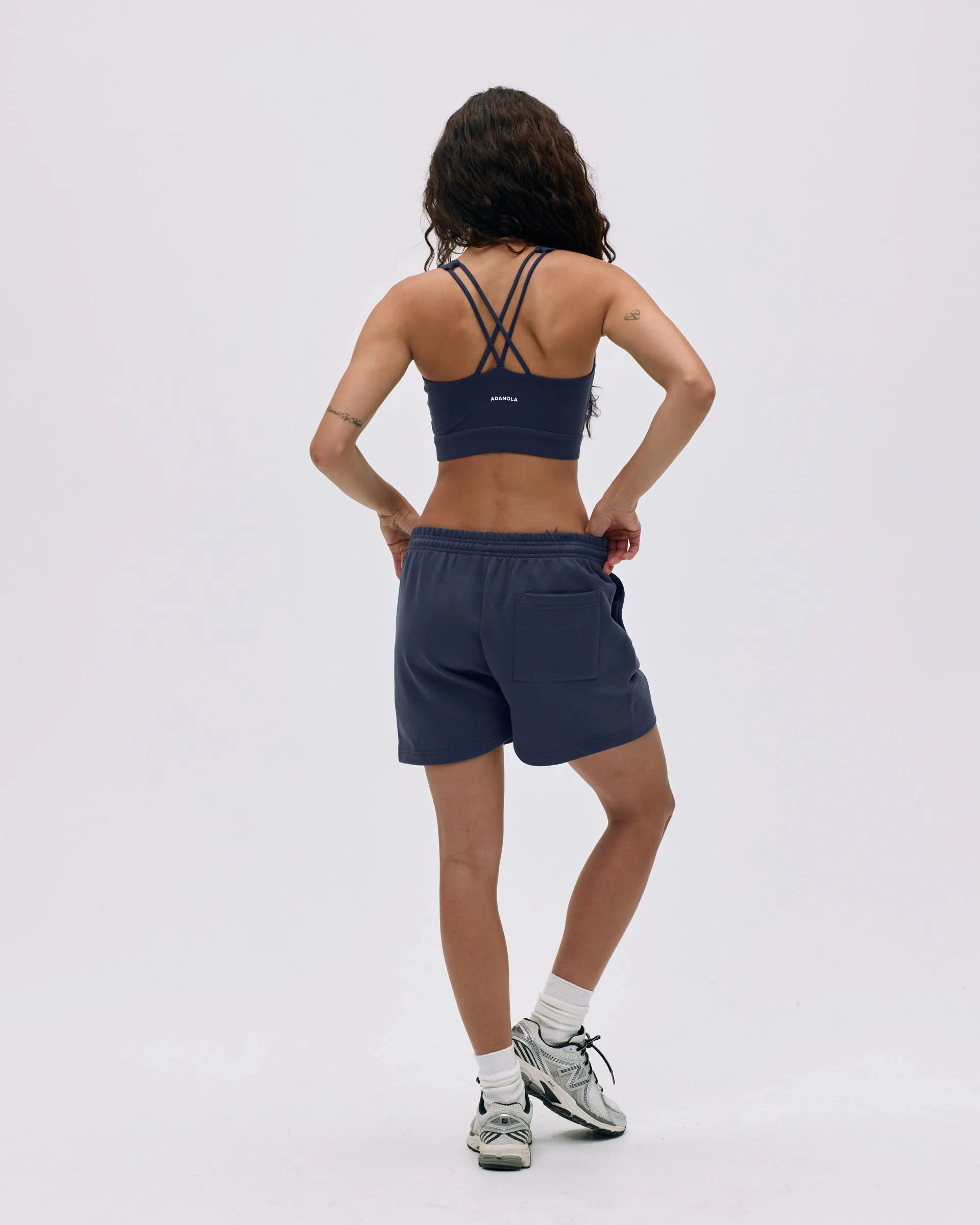 Varsity Sweat Shorts - Midnight Blue/Marshmallow White nylon blend