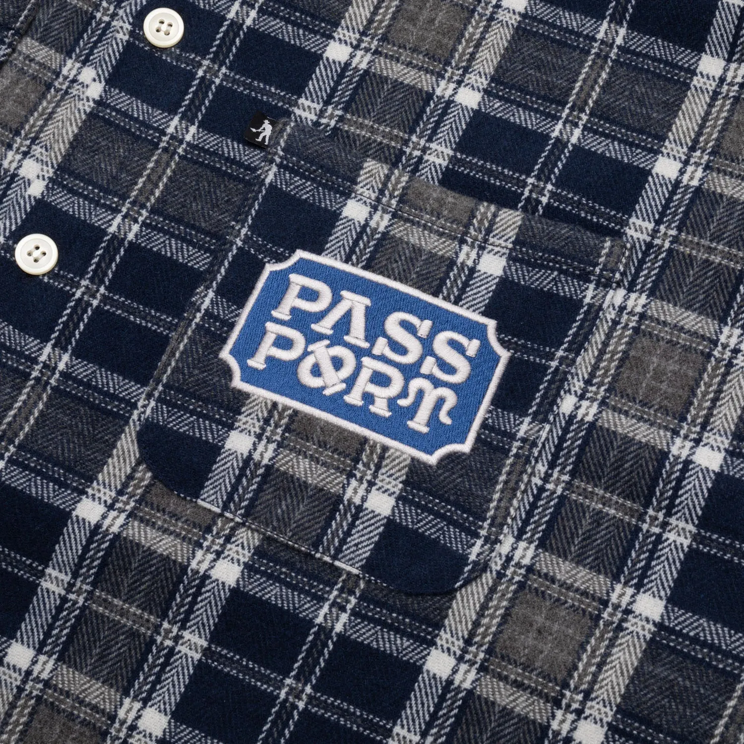 Pass~Port Yearbook Logo Workers Flannel - Navy Odor Resistant