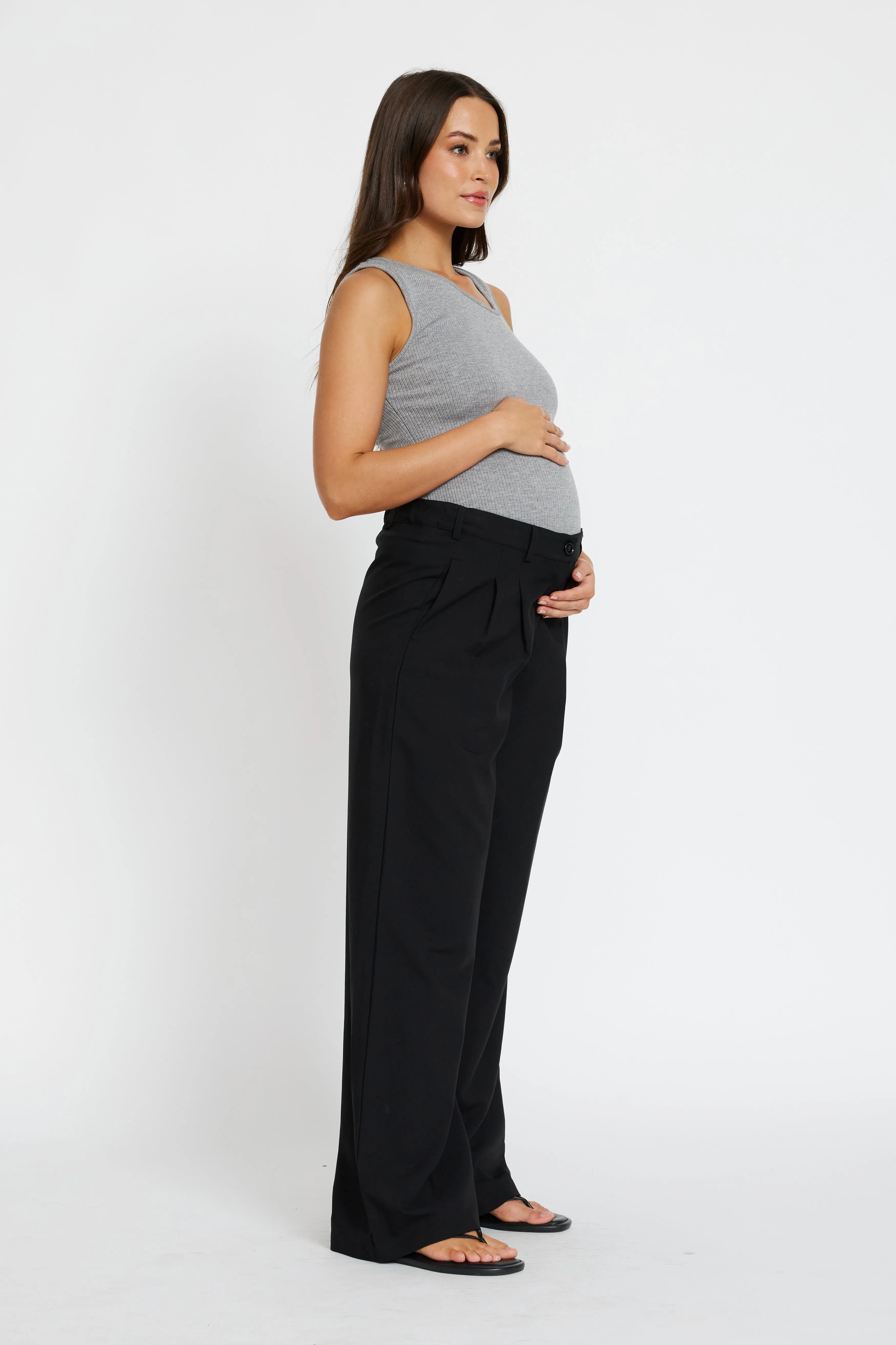 Stylish Look gentle hug Zadie Adjustable Wide Leg Trouser - Black