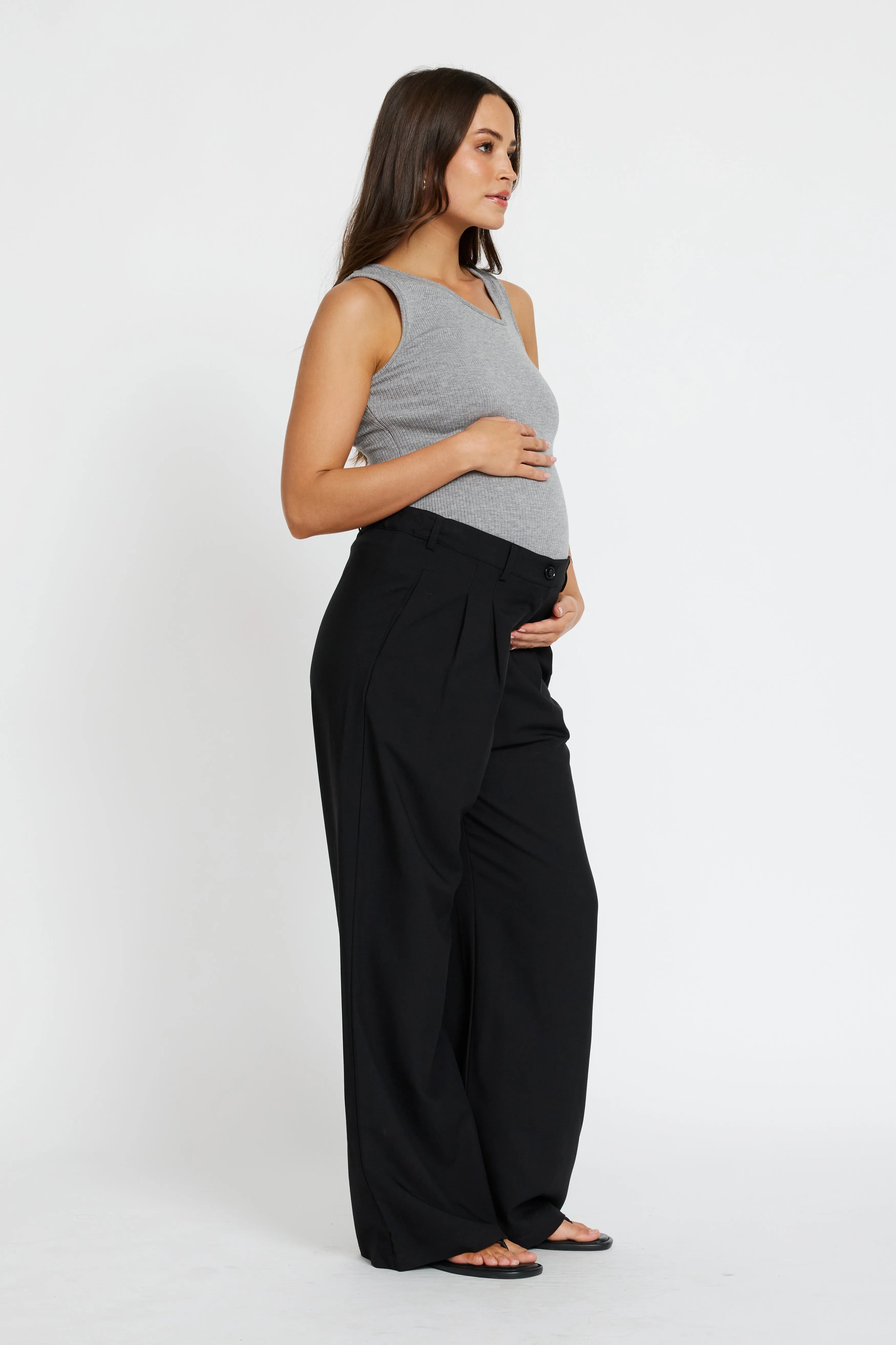 Easy Fold multiway wear Zadie Adjustable Wide Leg Trouser - Black