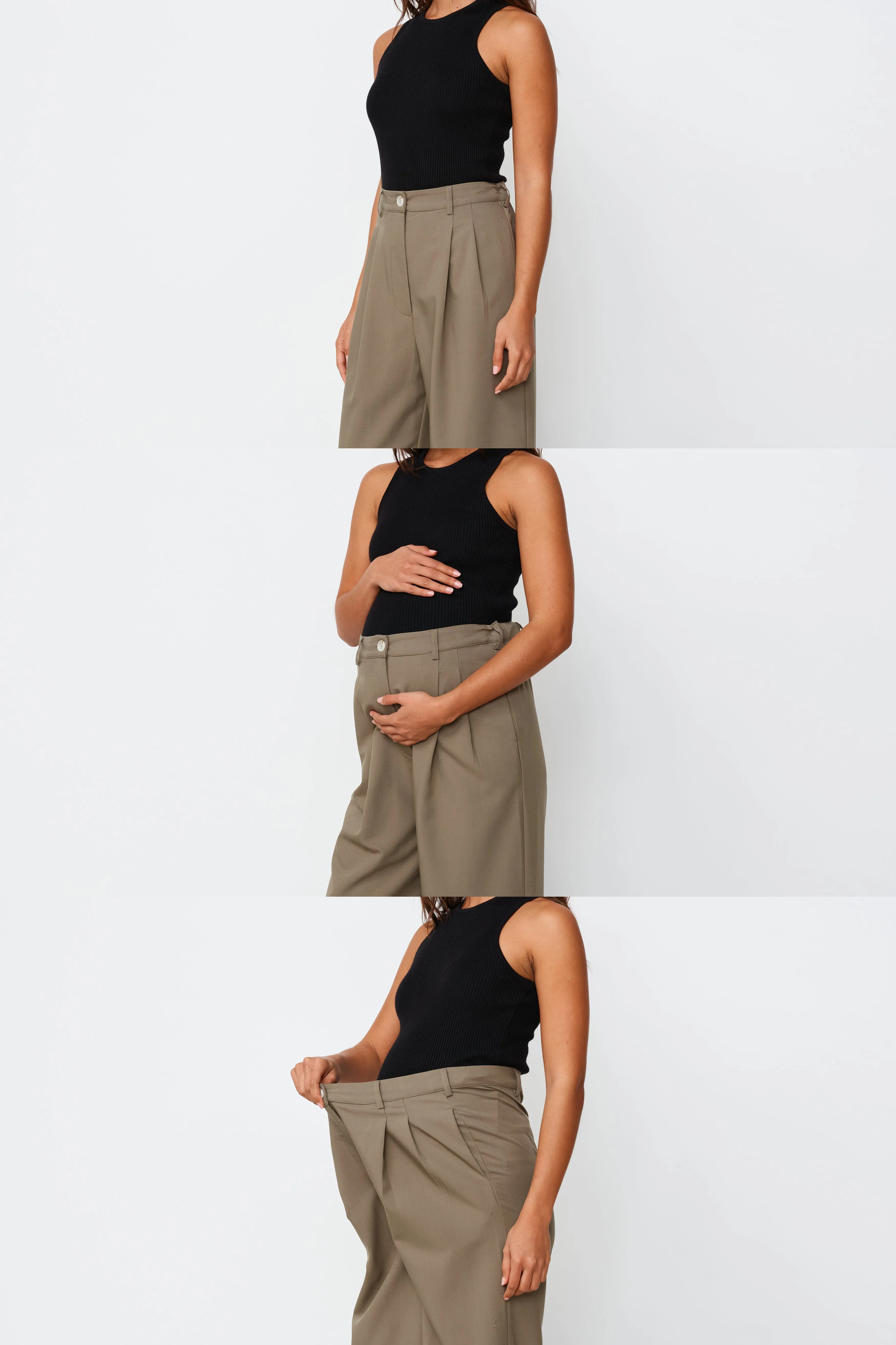 Zadie Adjustable Wide Leg Trouser - Khaki mom's choice