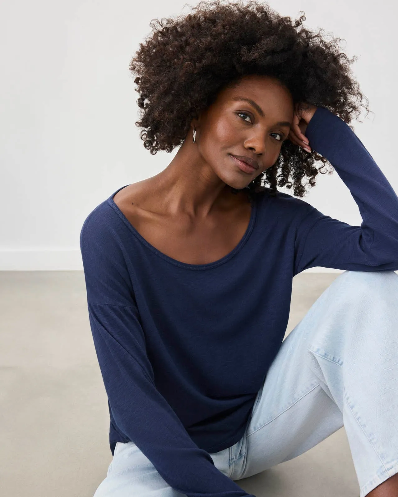 Zander Slub Long Sleeve Tee Wool combination Non Fading Material