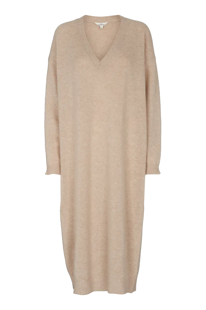 Lise V-Dress - Birch Soft Touch Brushed Surface Oversized Fit