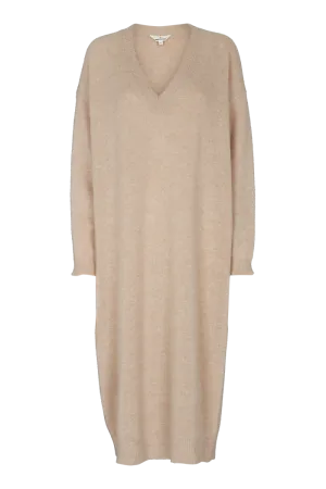 Lise V-Dress - Birch Soft Touch Brushed Surface Oversized Fit