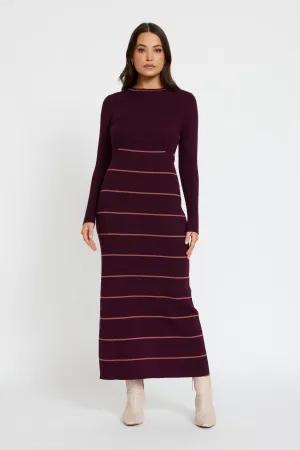 Chic Mom Zoe Knit Long Sleeve Dress - Mulberry / Rose