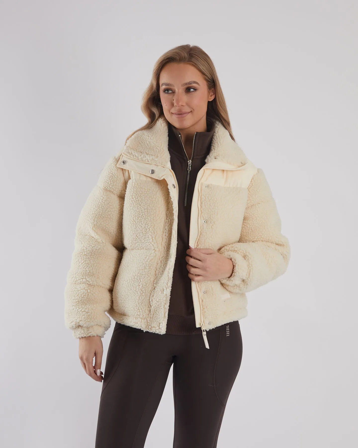 Zuma Jacket Vanilla White Stand Up Collar Pastel Shade